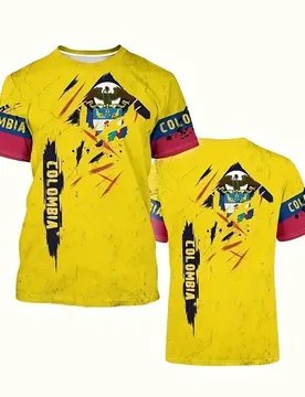 Colombia Flag Graphics T Shirt Fashion 3d Printed Yellow T-shirt For Men Oversized Round Neck Short Sleeves Sports Tops Tees - Aliexpress - FashionsVida