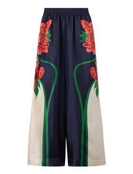 Pantaloni palazzo in twill di seta