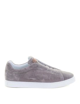 Sneaker Slip su Greige in pelle scamosciata