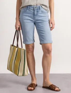 Slim Leg Bermuda mit Turn-Up-Detail female Blau