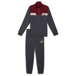 Power Poly Mens Grey/dark Red Tracksuit - Size Small
