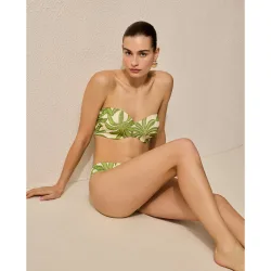 Top de bikini bandeau copa D estampado