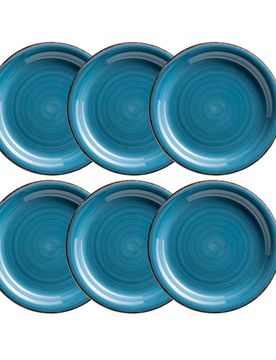 Dessertteller-Set, Steingut LUMACA blau