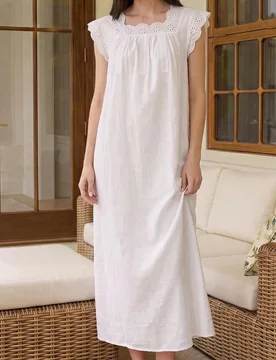 Vestido de pijama con lazo y volantes 100% algodón suave y cómodo para mujeres - Shein - FashionsVida