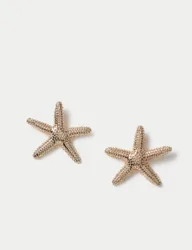 Oversized Starfish Stud Earrings Gold female