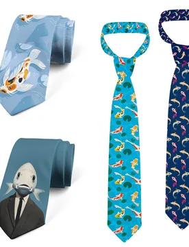 D printed koi fish pattern tie Harajuku fashion unisex tie 8cm slim date wedding party birthday gift tie - Aliexpress - FashionsVida