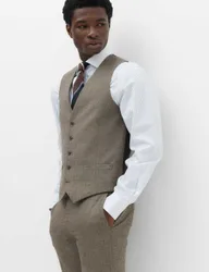 Regular Fit Striped Waistcoat Brown male