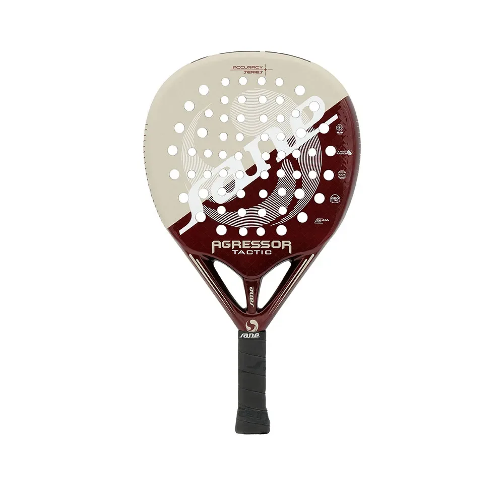 Agressor Tactic Fiber Padel Racket Beige / Maroon 355-375 gr - Sane Padel - FashionsVida