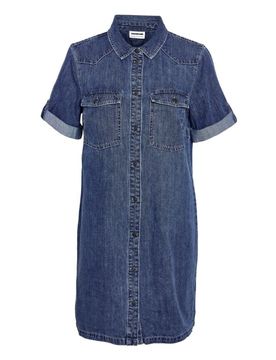 Kleid knielang - NMNEW SIGNE S/S DENIM DRESS VI002MB NOOS - XS bis S - für Damen - Größe S - blau - Frauen - female