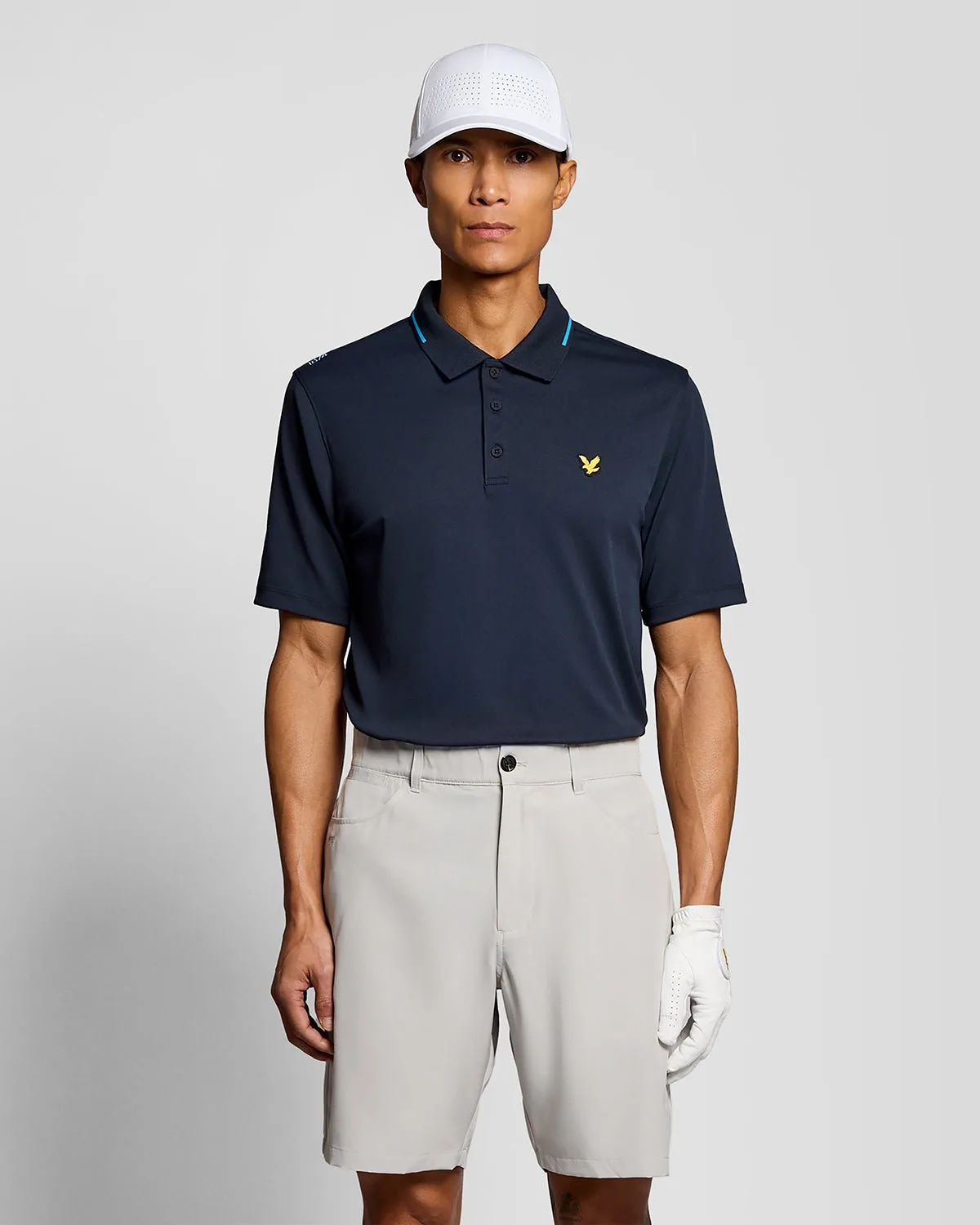 Men's Golf Tipped Technical Polo Shirt in Navy - Lyle & Scott - FashionsVida