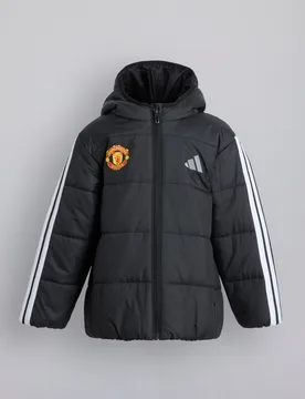 Manchester United x Little Kids Essentials 3-Stripes Padded Jacket Black 6-7Y - Adidas - FashionsVida