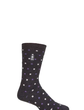 Mens 1 Pair SOCKSHOP 1.0 TOG Ultralite Striped, Argyle and Patterned Socks Zadar Micro Square Charcoal 6-11 Mens - Grey - Size: 6-11 Mens - Heat Holders - FashionsVida