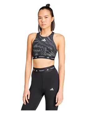 Soutien-gorge De Sport à Impact Moyen Techfit High Neck Print Black L - Adidas - FashionsVida