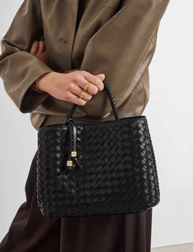 Faux Leather Woven Top Handle Grab Bag Black female - Katie Loxton - FashionsVida