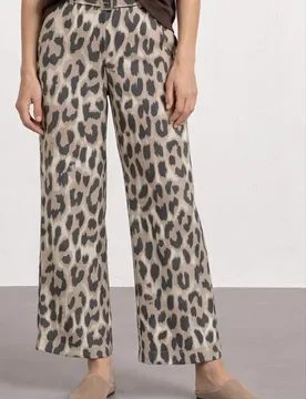 Wide Leg Hose mit Gürtel und Leo-Print female Beige - Street One - FashionsVida