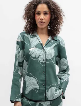 Cotton Modal Floral Pyjama Top Green Mix female - Cyberjammies - FashionsVida