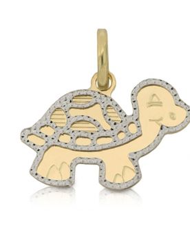 Ciondolo Tartaruga Oro Giallo Bianco GL101045