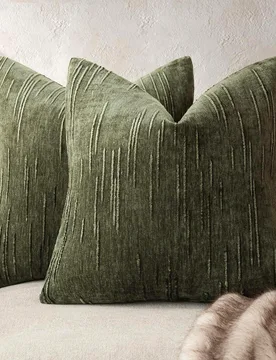 Piezas Funda de almohada a rayas vintage de color verde oliva (Inserto de almohada no incluido), 100% tela de poliéster tejida, diseño con cremaller - Shein - FashionsVida