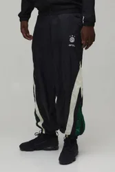 Herren Fallschirmhose mit elastischem Bund im Colour-Block-Design Black Größe Medium
