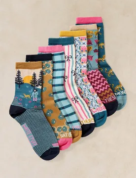Pack Cotton Rich Day Of The Week Socks Pink Mix female - White stuff - FashionsVida