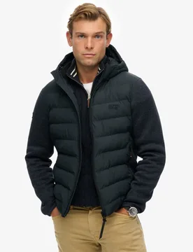 Superdry Herren Kapuzen-strickjacke in Hybrid-optik Navy - Größe: M - 129.99 - FashionsVida