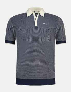 Poloshirt Gestrickt Blau L