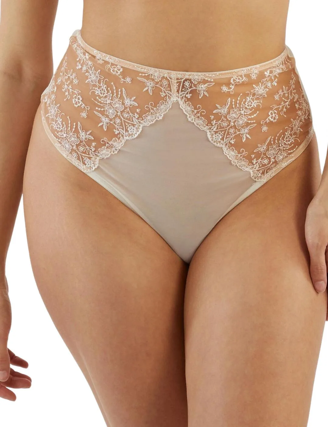Womens Cassia High Waisted Thong - Ivory Polyamide - Size Small - Playful Promises - FashionsVida