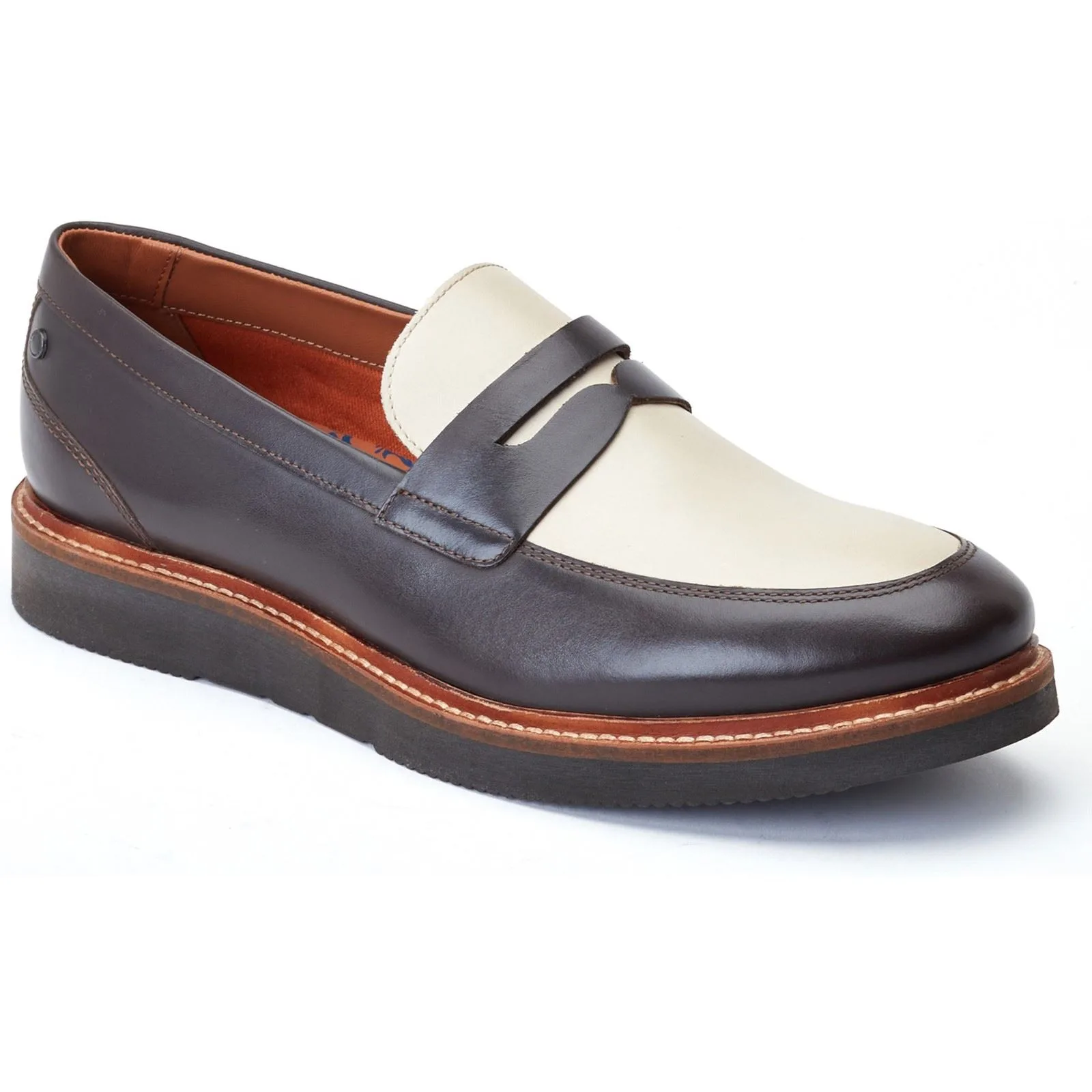 Sid Leather Mens Brown/beige Loafers - Size Uk 9 - Base london - FashionsVida