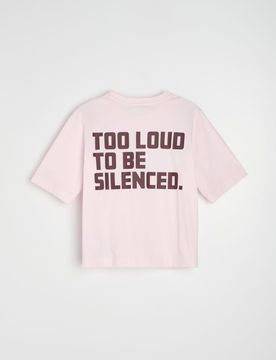 T-shirt in cotone con scritta - rosa pastello
