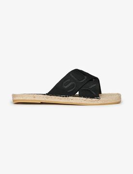 Superdry Damen Espadrilles mit überkreuzten Riemen Schwarz - Größe: 38