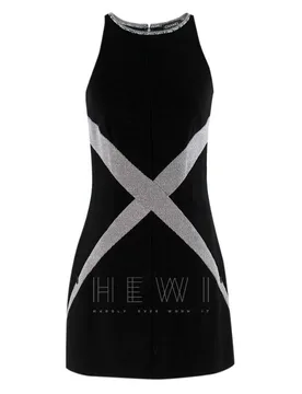 Black & SIlver Wool Blend Mini Dress - Chanel - FashionsVida