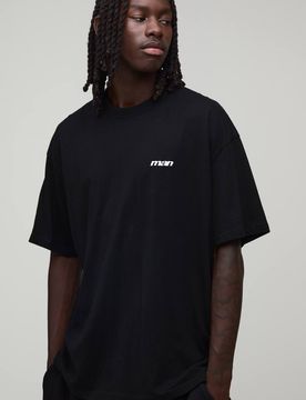 Herren Übergroßes Herren Sport Besticktes Gewaschenes Oberteil Black Größe Medium