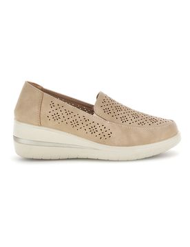 Mocassini beige traforati con zeppa MINA3173 38