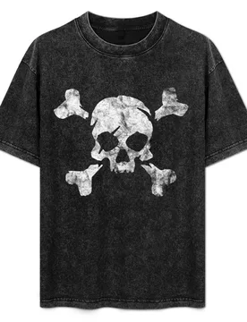 Distressed Skull n Crossbones T-Shirt Soft Basic Cotton Short Sleeve Tee - Aliexpress - FashionsVida