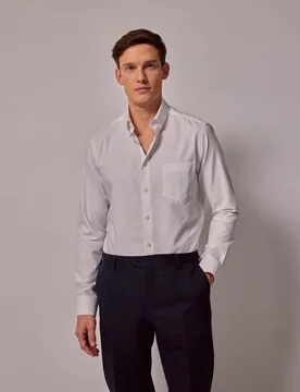 Regular Fit Pure Cotton Oxford Shirt White male - Hawes & Curtis - FashionsVida
