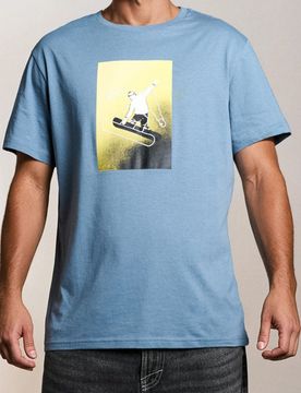T-shirt in cotone con stampa - grey blue