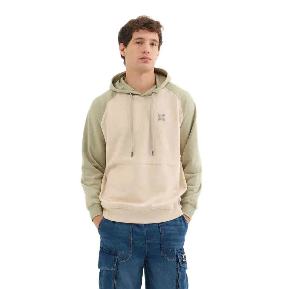 Felpa Con Cappuccio Essentials Bicolor Green L - MUNICH - FashionsVida