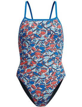 Fl printed web back bañador natación mujer Azul (32)