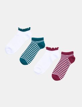 Calzini alla caviglia a coste in cotone 4 pack - multicolor