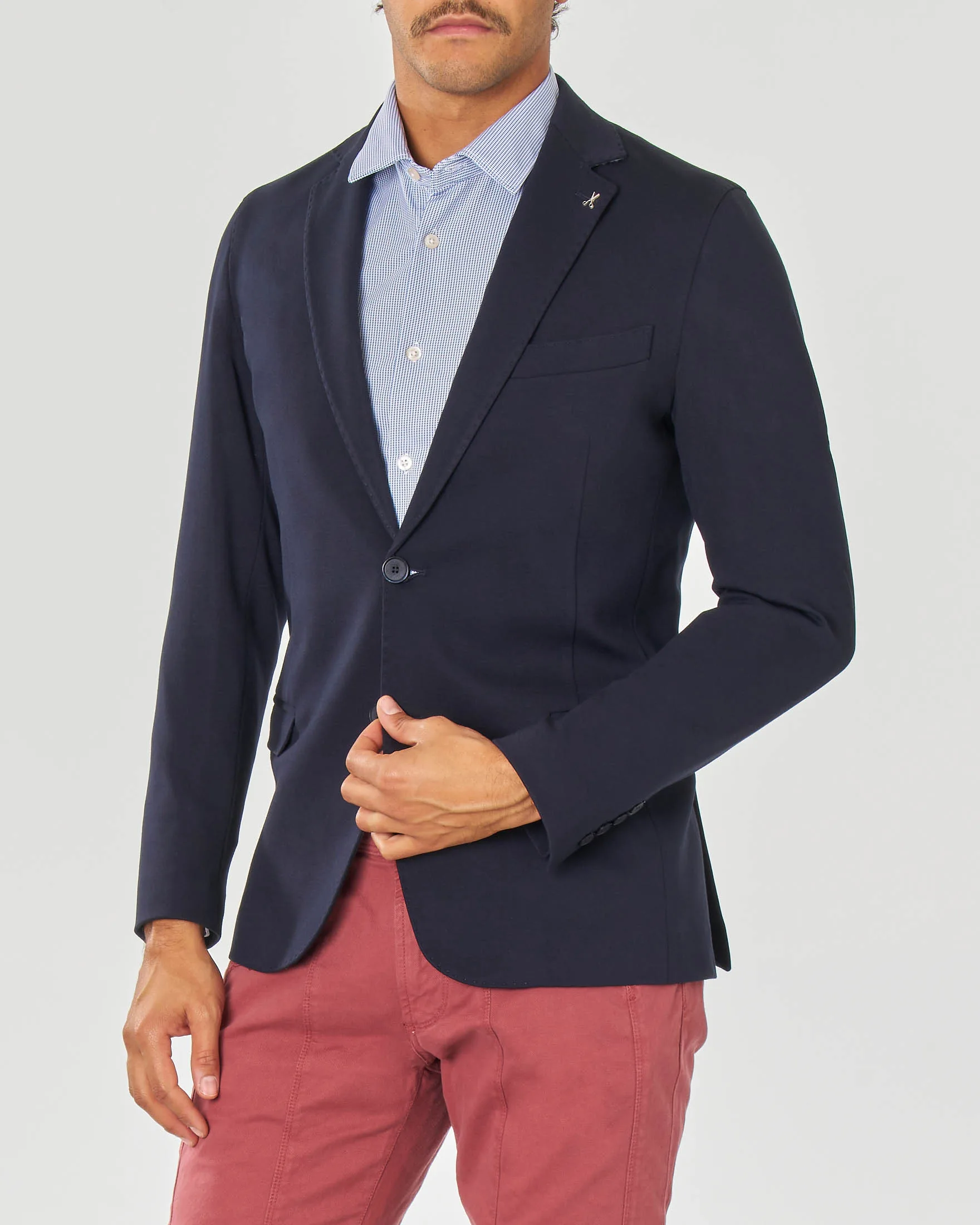 Blazer blu in jersey di viscosa stretch - Paul Baker - FashionsVida