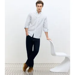 Camisa de sport algodón tencel rayas regular fit
