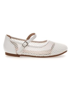 Ballerine bianche traforate con cinturino incrociato 392611S 31