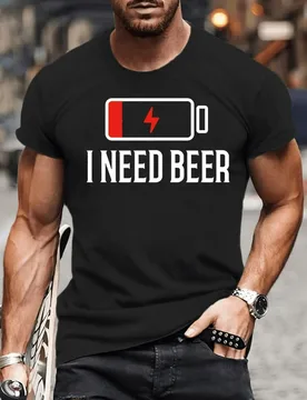 I need beer-men's casual 100% cotton O-neck short-sleeved printed T-shirt, which can be machine washed - Aliexpress - FashionsVida