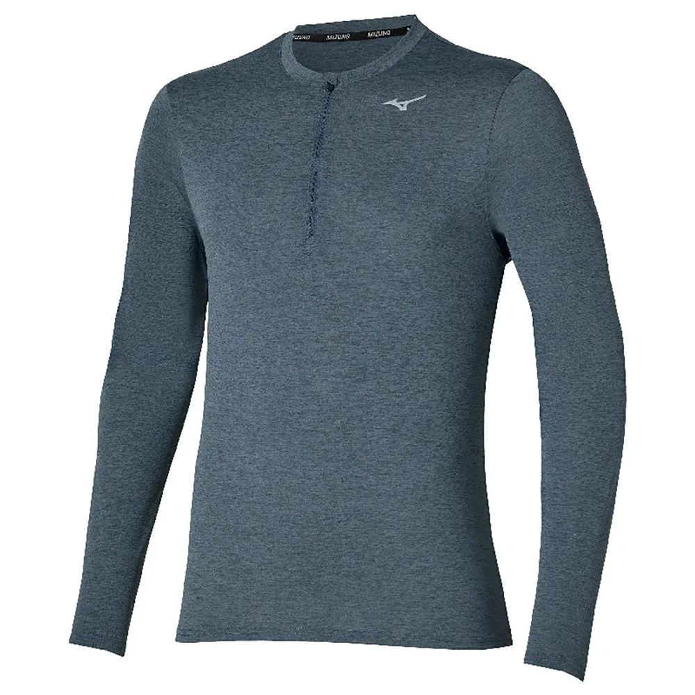 Maglietta A Manica Larga Con Mezza Cerniera Core Impulse Dark Slate S - Mizuno - FashionsVida