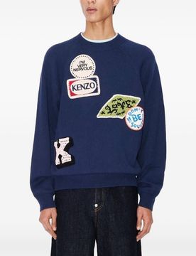 Kenzo felpa applicazioni uomo blu
