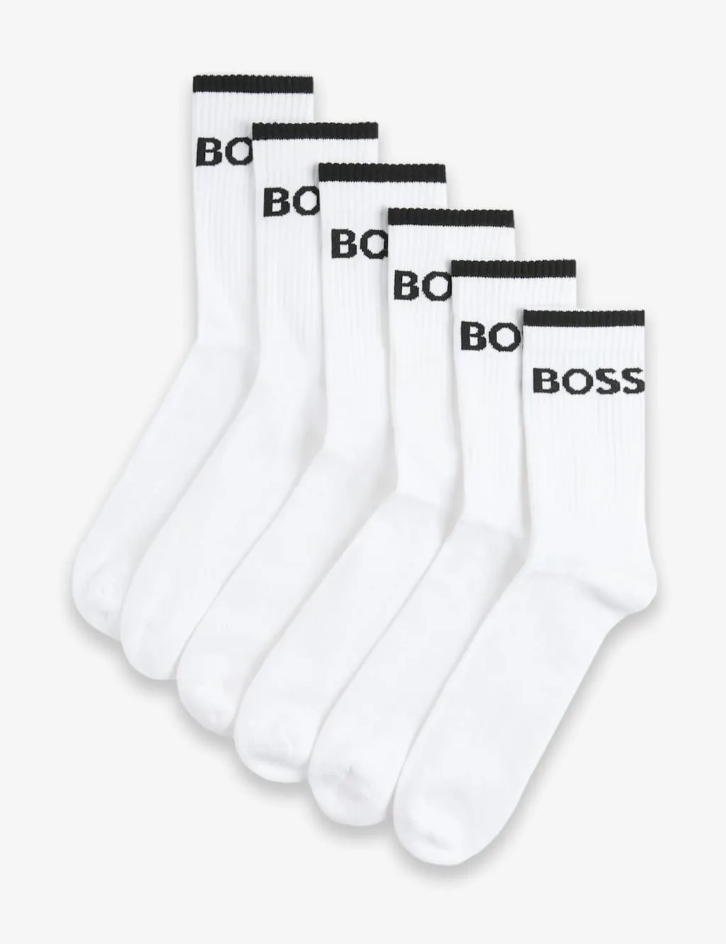 Pack Stripe Cotton Rich Ankle Socks White male - BOSS - FashionsVida