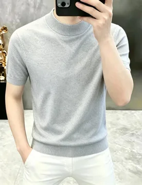 Summer Men's New Style Fashion Casual Short-Sleeved Knitted Sweater Base Shirt - Great Handfeel - Aliexpress - FashionsVida