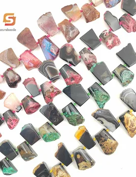 Colored Druzy Agate Trapezoidal Slab Loose Beads Bulk,Top Drilled Onxy Geode Drusy Nugget Graduated Pendant Necklace Making - Aliexpress - FashionsVida
