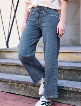 Street One Mid Waist Wide Leg Jeans im Loose Fit female Blau