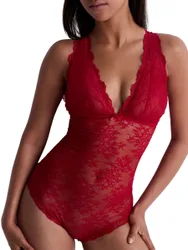 Womens Danse Des Sens Plunge Bodysuit - Red Polyamide - Size Small